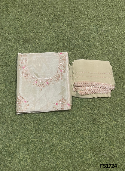 FS1724 | Sky-blue | Glass Shimmer Suit | Party Wear | Wedding | Jaggo | Ring Ceremony | Festival