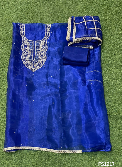 FS1217  | Royal-Blue | Glass Shimmer suit | Wedding | Party Wear | Jaggo | Ring Ceremony | Festival