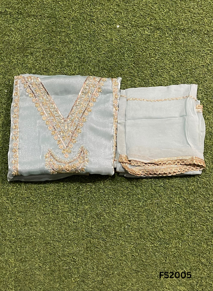 FS2005 | Peach | Glass Shimmer Suit | Party Wear | Wedding | Jaggo | Ring Ceremony | Festival