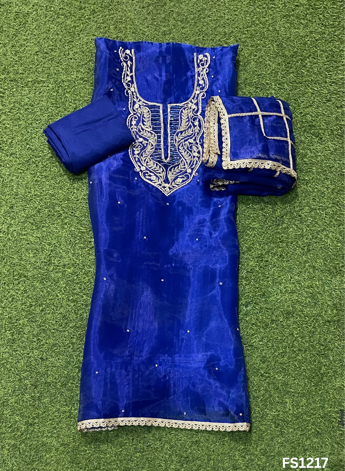 FS1217  | Royal-Blue | Glass Shimmer suit | Wedding | Party Wear | Jaggo | Ring Ceremony | Festival