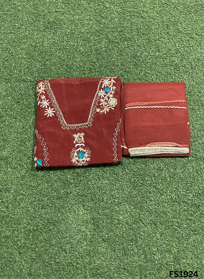 FS1924 |  Peacock | Glass Shimmer Suit | Party Wear | Wedding | Jaggo | Ring Ceremony | Festival