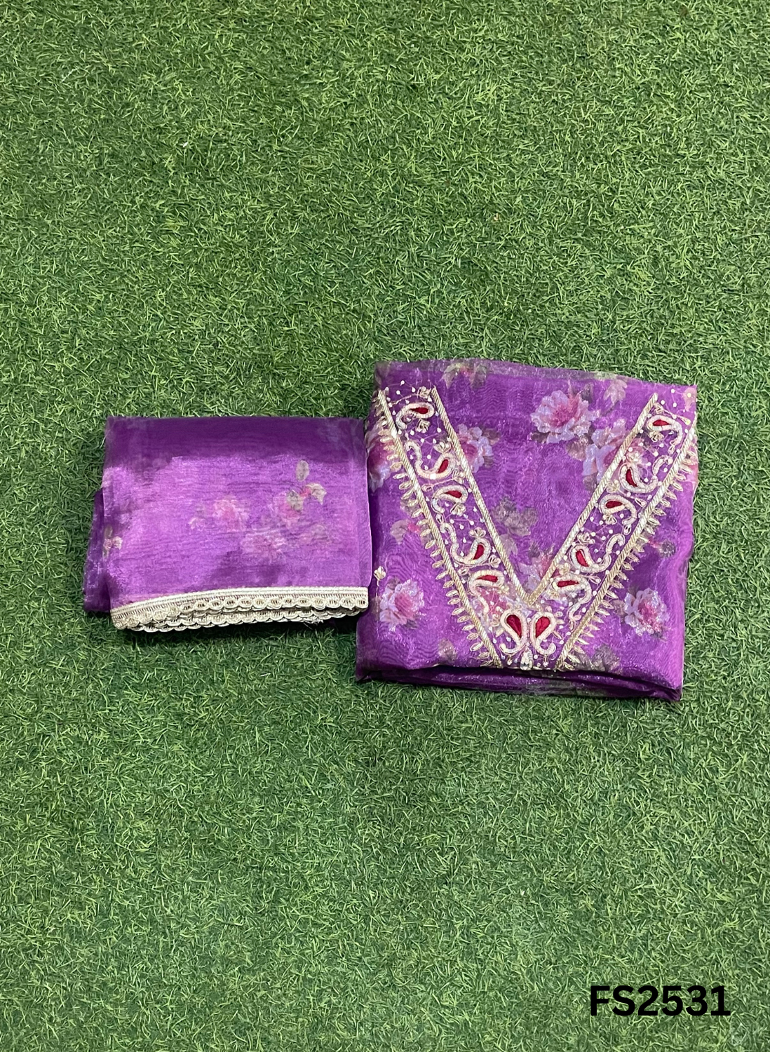 FS2531 |  Purple | Glass Shimmer Suit | Party Wear | Wedding | Jaggo | Ring Ceremony | Festival