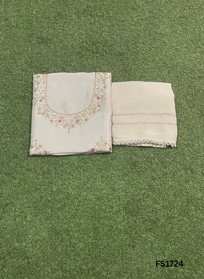 FS1724 | Sky-blue | Glass Shimmer Suit | Party Wear | Wedding | Jaggo | Ring Ceremony | Festival