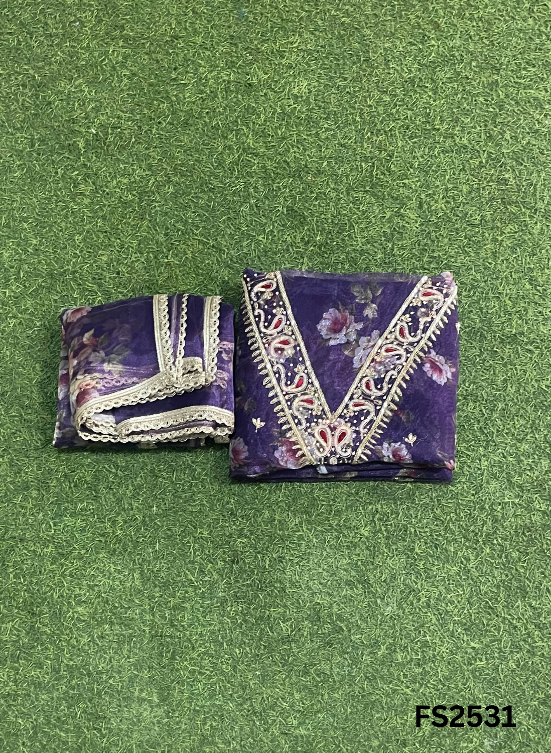 FS2531 |  Purple | Glass Shimmer Suit | Party Wear | Wedding | Jaggo | Ring Ceremony | Festival