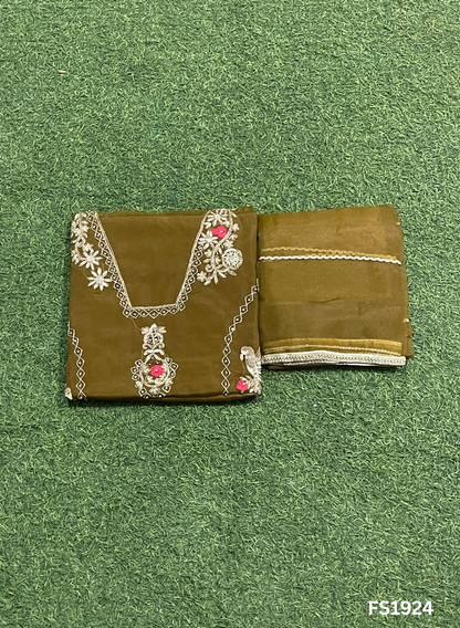 FS1924 |  Peacock | Glass Shimmer Suit | Party Wear | Wedding | Jaggo | Ring Ceremony | Festival