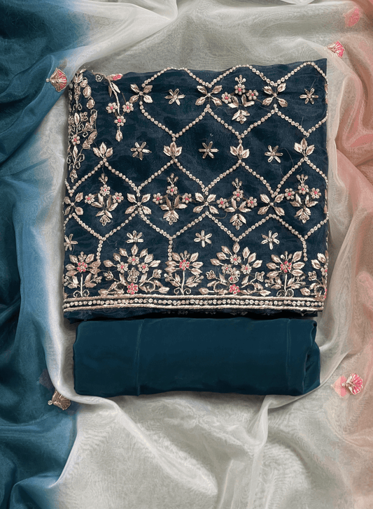 FS788 | Glass Shimmer Suit | Party Wear | Wedding | Jaggo | Ring Ceremony | Festival| F9FAA