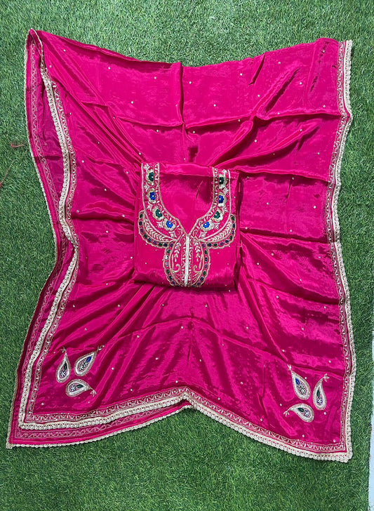 Hot pink Crepe | Crepe Suit | Wedding | Party Wear | Ring Ceremony | Festival Suit | FS438