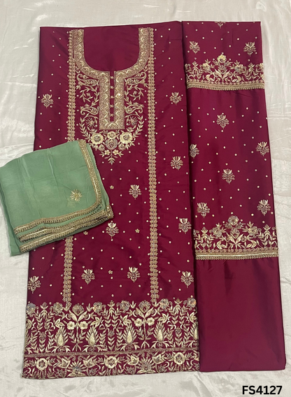 FS4127 | Handmade Bridal Suit | 100% Pure Gevadin Silk | Pure Organza Dupatta | Party Wear | Wedding Wear|  Contrast Suit |