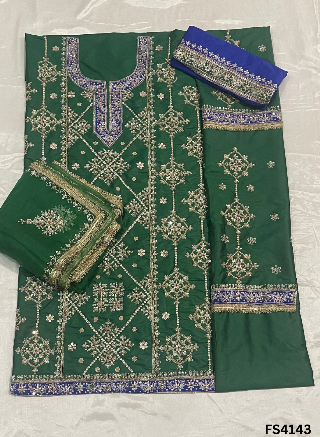 FS4143 | Handmade Bridal Suit | 100% Pure Gevadin Silk | Pure Organza Dupatta | Party Wear | Wedding Wear | Contrast Suit |
