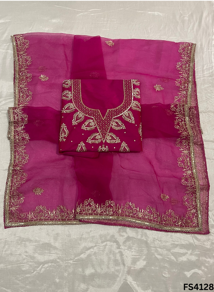 FS4128 | Handmade Bridal Suit | 100% Pure Gevadin Silk | Pure Organza Dupatta | Party Wear | Wedding Suit |