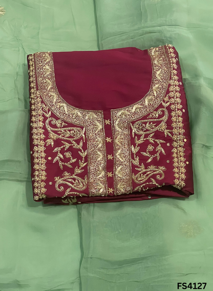FS4127 | Handmade Bridal Suit | 100% Pure Gevadin Silk | Pure Organza Dupatta | Party Wear | Wedding Wear|  Contrast Suit |
