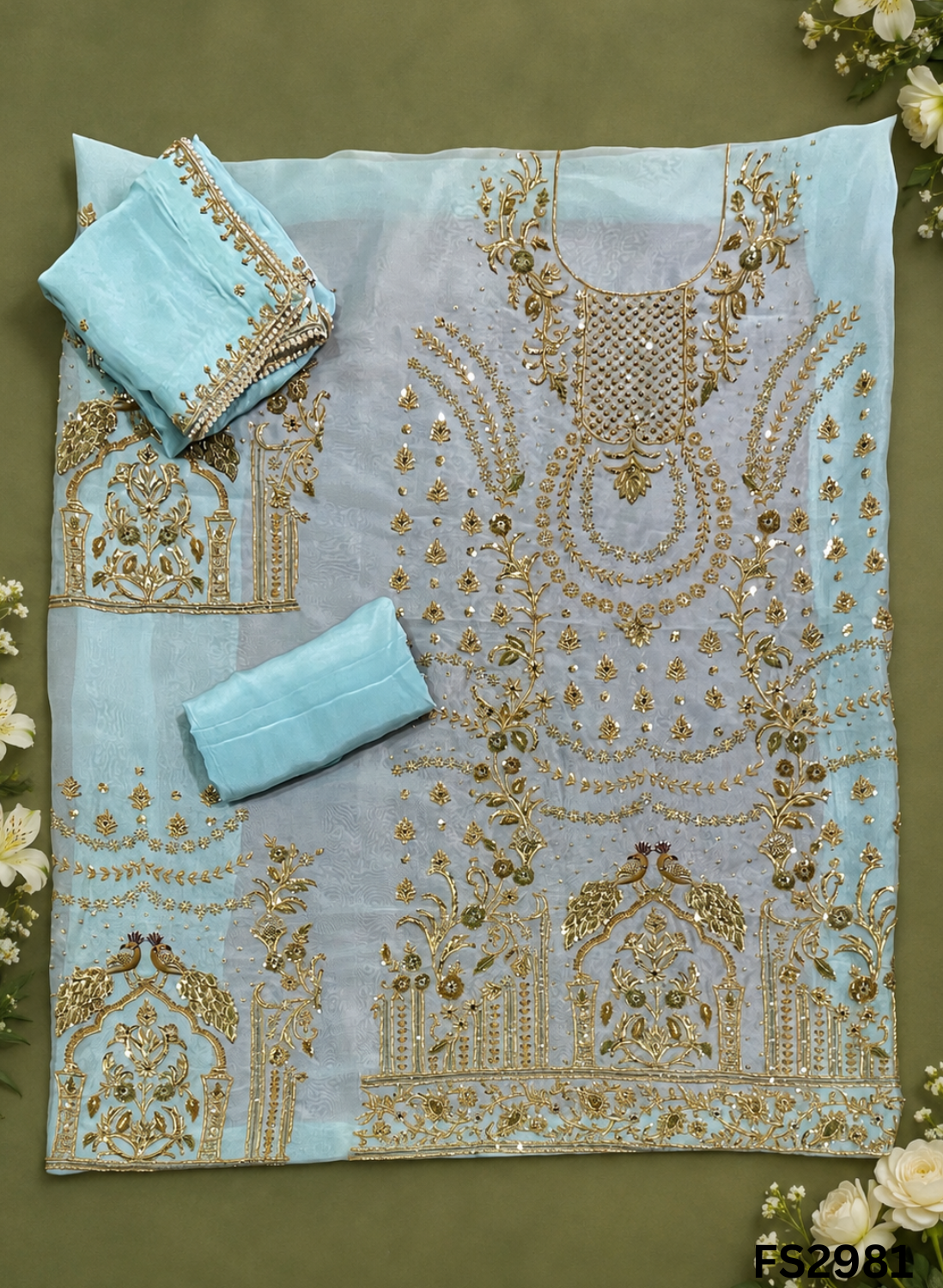 FS2981 | Handmade Bridal Suit | 100% Pure Organza | Pure Kamal Channon  Dupatta | Tamato Red Colour | Party Wear | Wedding Suit | Wedding Wear