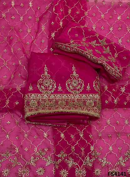 FS4141 | Handmade Bridal Suit | 100% Pure Organza | Pure Organza Dupatta | Party Wear | Wedding Suit |