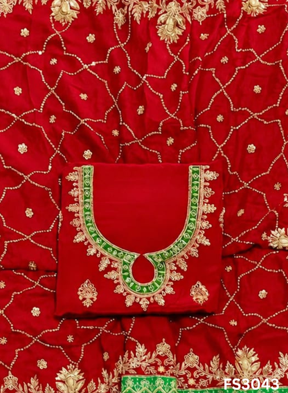 FS3043 | Handmade Bridal Suit | 100% Pure Silk | Pure Kamal Channon  Dupatta | Tamato Red Colour | Party Wear