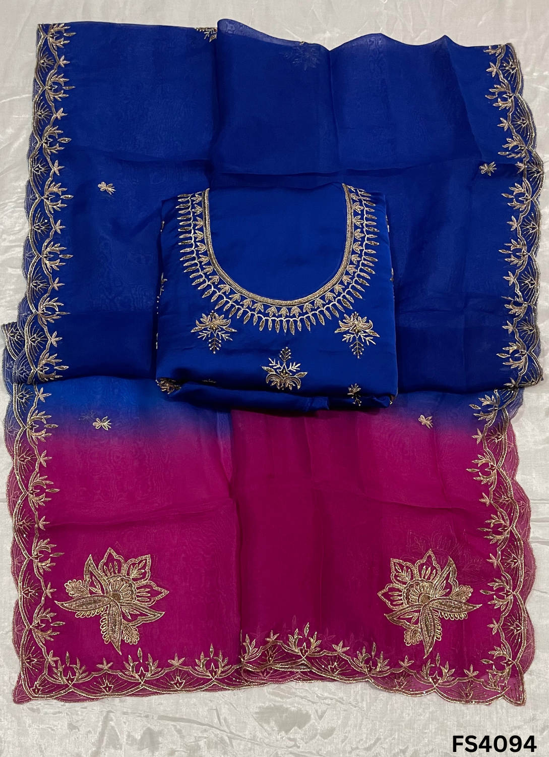 FS4094 | Handmade Bridal Suit | Satin Crepe Suit |  Pure Organza Dupatta | Party Wear | wedding Suit |  Ring Ceremony | Festival Suit |