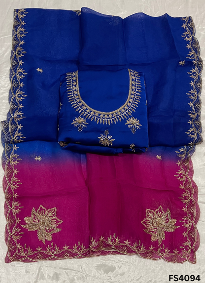 FS4094 | Handmade Bridal Suit | Satin Crepe Suit |  Pure Organza Dupatta | Party Wear | wedding Suit |  Ring Ceremony | Festival Suit |