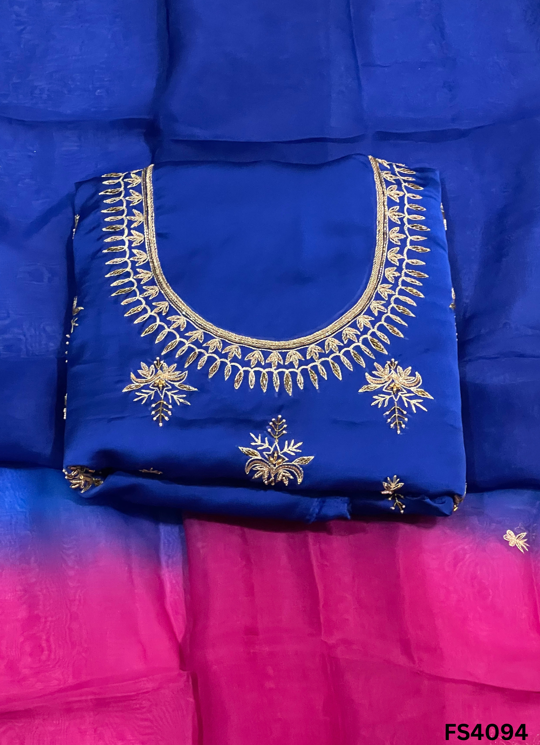 FS4094 | Handmade Bridal Suit | Satin Crepe Suit |  Pure Organza Dupatta | Party Wear | wedding Suit |  Ring Ceremony | Festival Suit |