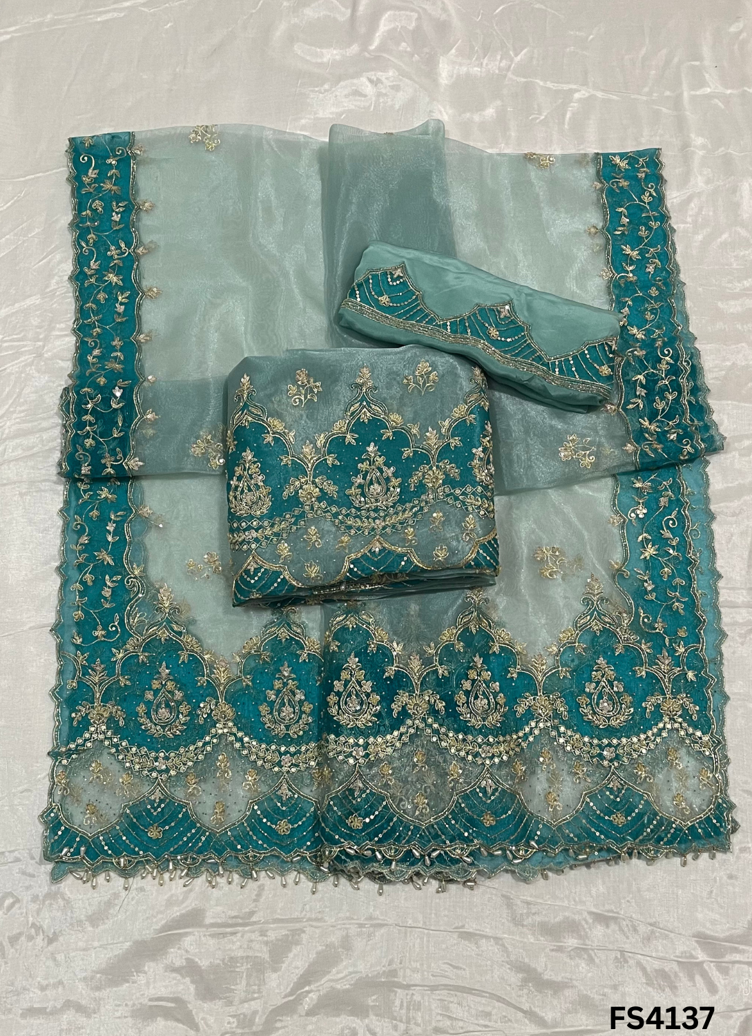 FS4137 | Handmade Bridal Suit | Glass Shimmer Suit  | Glass Shimmer Dupatta | Party Wear | Wedding Wear |