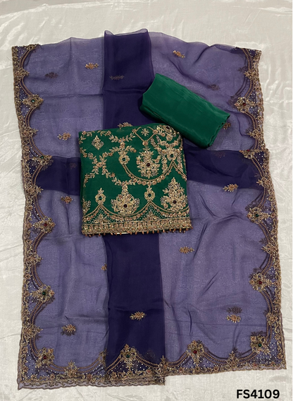 FS4109 | Handmade Wedding Suit | 100% Pure Organza | Pure Organza Dupatta | Party Wear | Wedding Suit | Contrast Suit |
