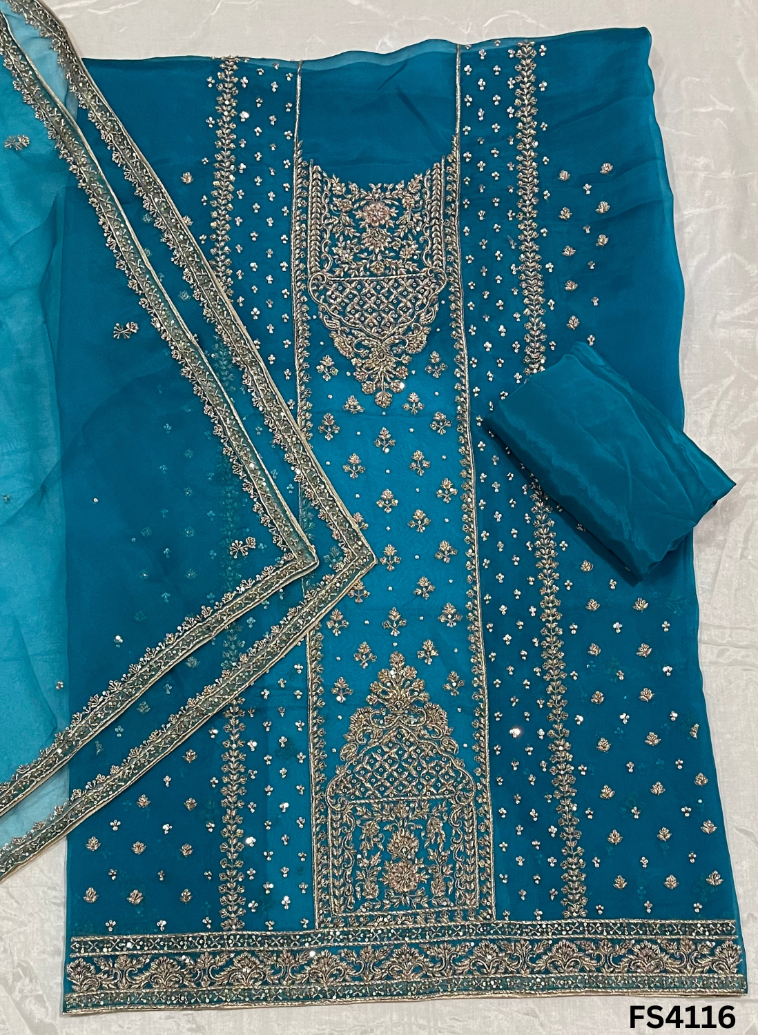 FS4116 | Handmade Wedding Suit | 100% Pure Organza | Pure Organza Dupatta | Party Wear | Wedding Suit |