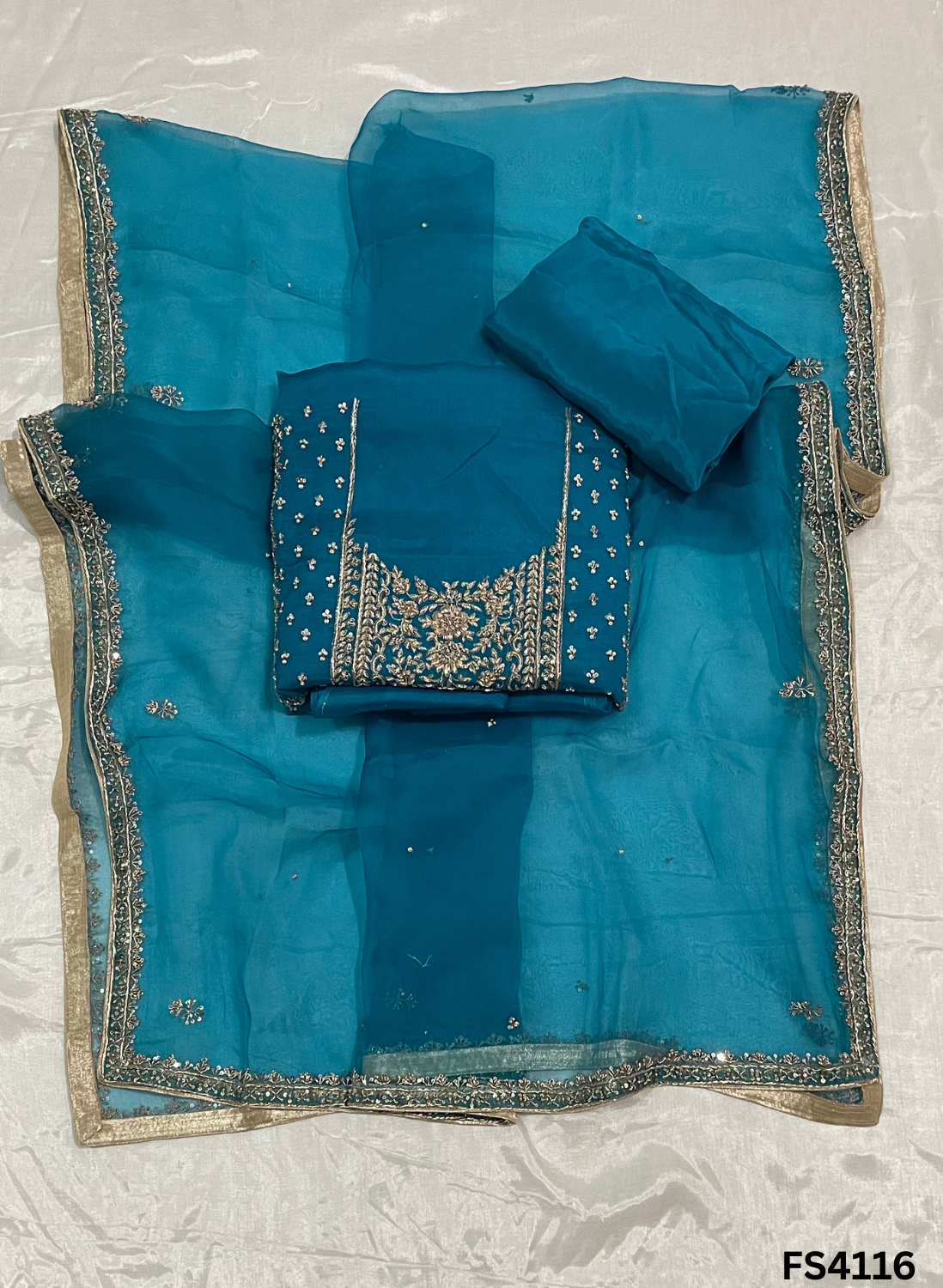 FS4116 | Handmade Wedding Suit | 100% Pure Organza | Pure Organza Dupatta | Party Wear | Wedding Suit |