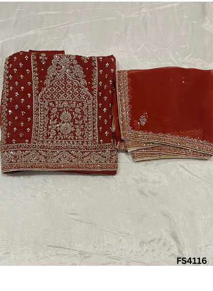 FS4116 | Handmade Wedding Suit | 100% Pure Organza | Pure Organza Dupatta | Party Wear | Wedding Suit |