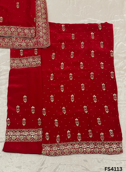 FS4113 | Handmade Wedding Suit |  Bridal Suit | Crepe Suit | Chinnon Dupatta | Party Wear | Wedding Suit |