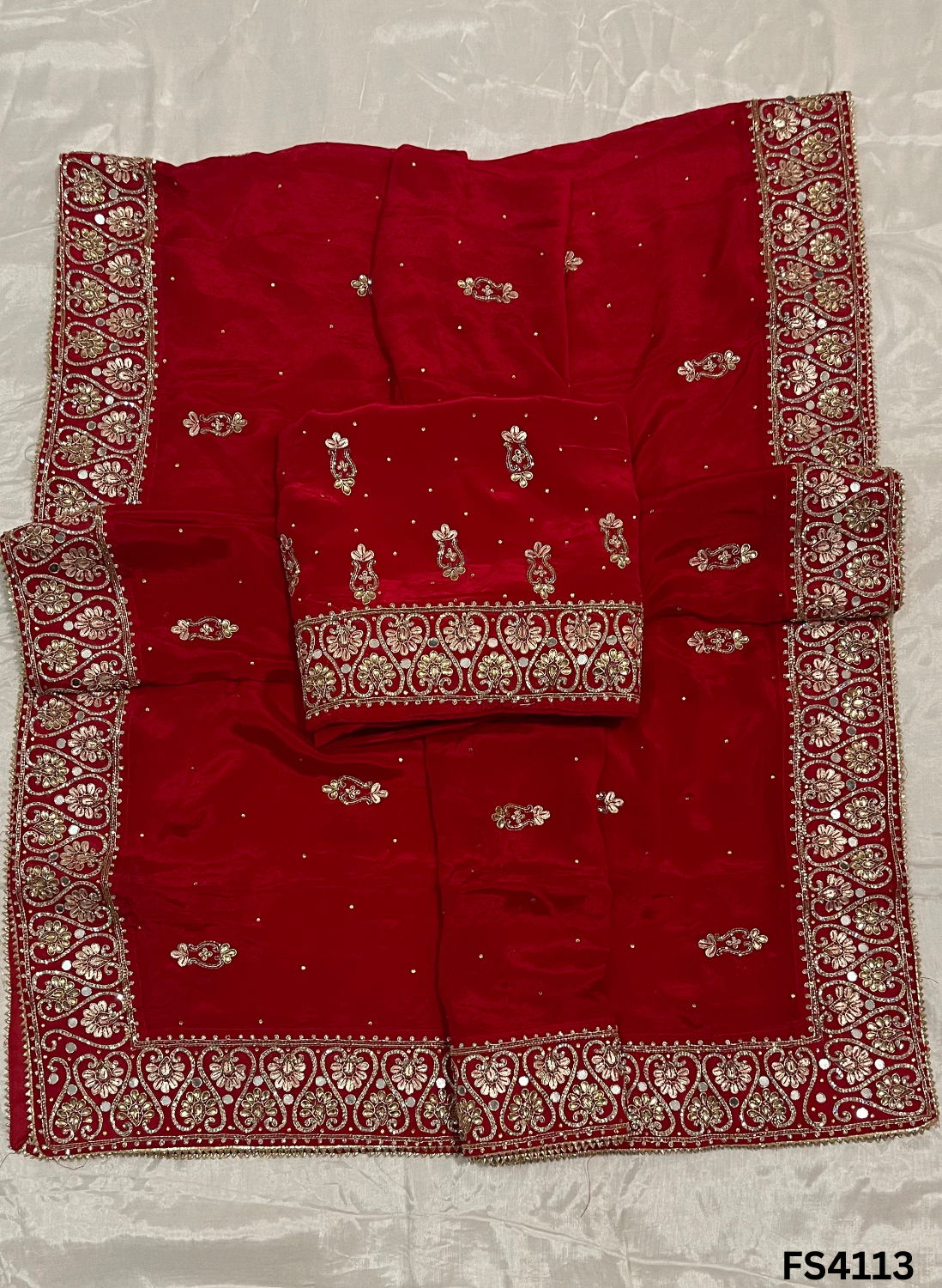 FS4113 | Handmade Wedding Suit |  Bridal Suit | Crepe Suit | Chinnon Dupatta | Party Wear | Wedding Suit |