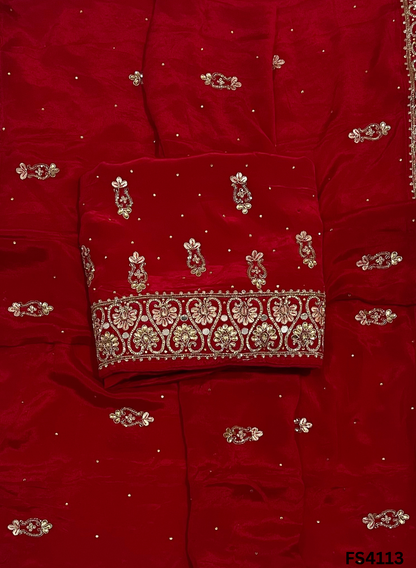 FS4113 | Handmade Wedding Suit |  Bridal Suit | Crepe Suit | Chinnon Dupatta | Party Wear | Wedding Suit |