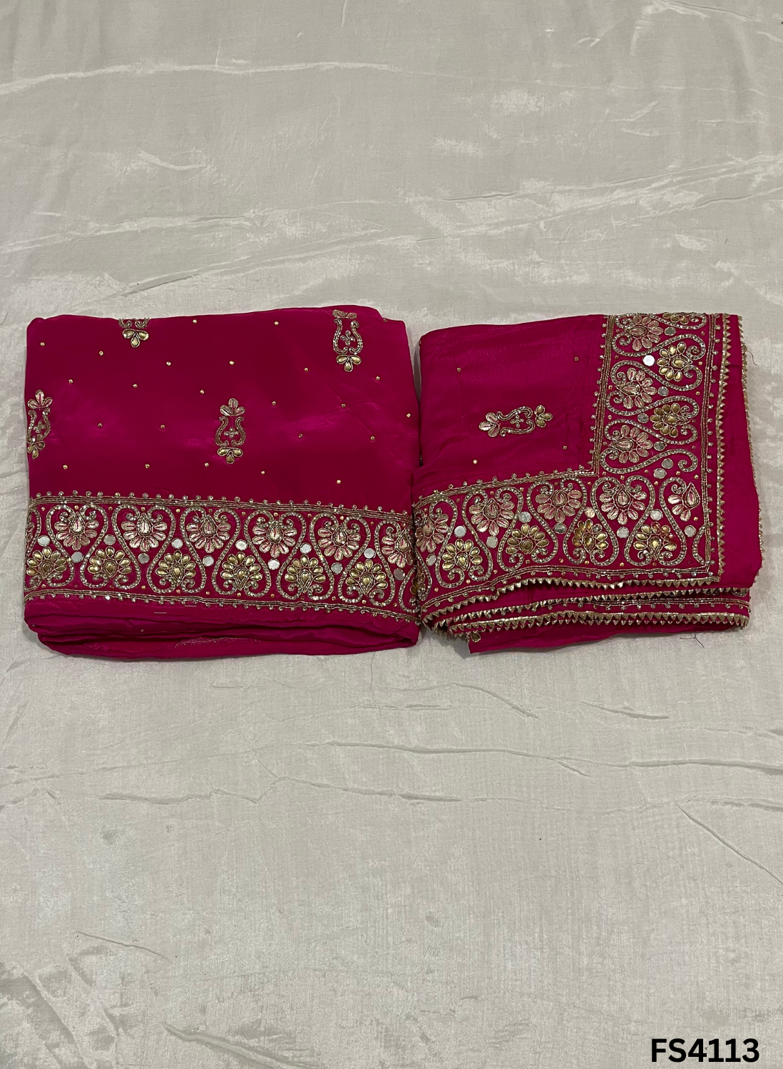 FS4113 | Handmade Wedding Suit |  Bridal Suit | Crepe Suit | Chinnon Dupatta | Party Wear | Wedding Suit |