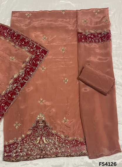 FS4126 | Handmade Wedding Suit | Silk Organza Suit | Silk Organza Dupatta | Jaggo Wear |Party Wear | Ring Ceremony |