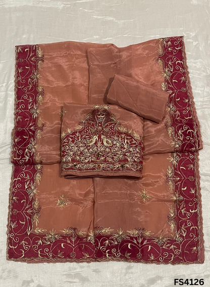 FS4126 | Handmade Wedding Suit | Silk Organza Suit | Silk Organza Dupatta | Jaggo Wear |Party Wear | Ring Ceremony |