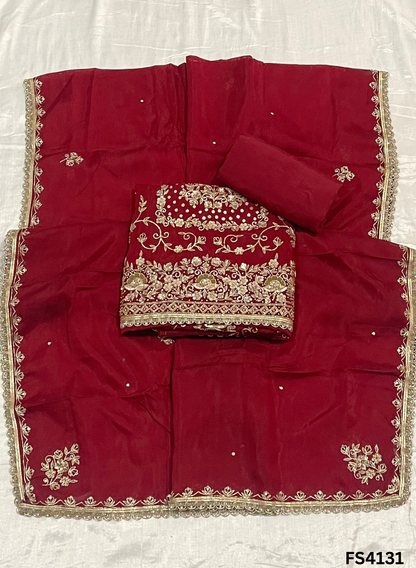 FS4131 | Handmade Wedding Suit | Silk Organza Suit |  Silk Organza Dupatta | Jaggo Wear |Party Wear | Ring Ceremony| |&nbsp;