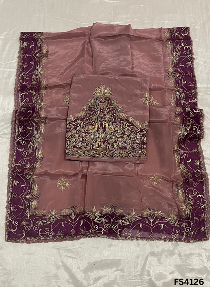 FS4126 | Handmade Wedding Suit | Silk Organza Suit | Silk Organza Dupatta | Jaggo Wear |Party Wear | Ring Ceremony |