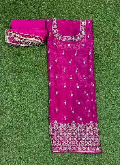 Hot pink glass Shimmer  Suit | Party Wear | Wedding | Jaggo | Ring Ceremony | Festival