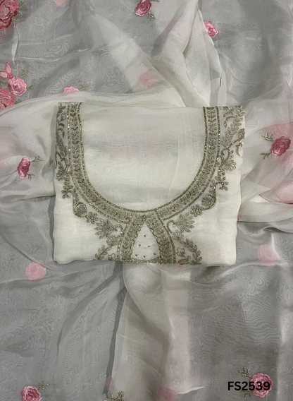 FS2539 |  White | Organza Suit | Wedding | Party Wear | Ring Ceremony | Festival Suit | Allover suit