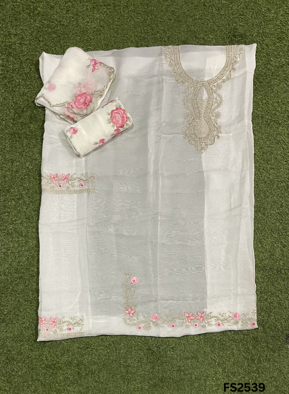 FS2539 |  White | Organza Suit | Wedding | Party Wear | Ring Ceremony | Festival Suit | Allover suit