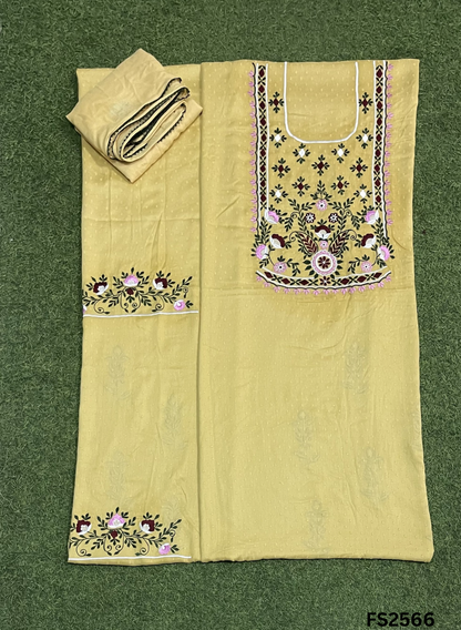 FS2566 | Light Yellow  | Muslin | Suit | Casual wear | Summer Suits | Regular wear