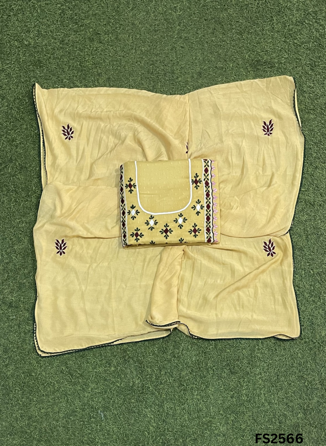 FS2566 | Light Yellow  | Muslin | Suit | Casual wear | Summer Suits | Regular wear