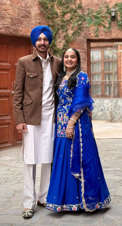 FS1013 | Gajari | Georgette | Party Wear | Wedding | Jaggo | Ring Ceremony | Festival | Hand-Work suit |