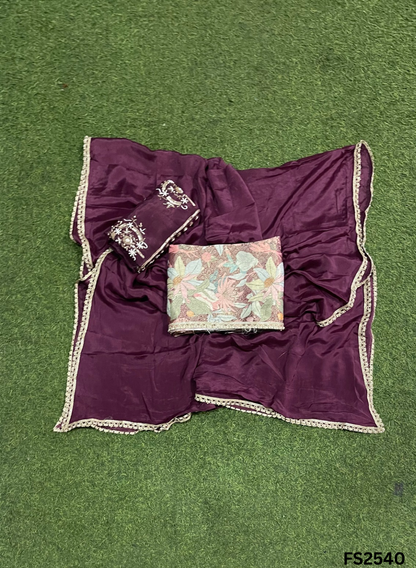 FS2540 | Wine | Zafira  Silk Suit | Party Wear | Wedding | Ring Ceremony | Festival | Bridal |