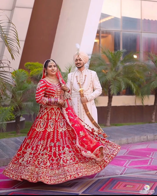FC182  |  Made To Order (30-45 Days  ) |  Silk Lehenga |  Red  |  Bridal Lehenga  | Party Wear | Wedding | Festival | Celebrity | Ring Ceremony