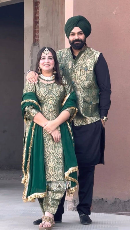 Bottle Green Kheen khaab | Kheenkhaab Suit | Party Wear | Wedding | Jaggo |Festival | Allover suit