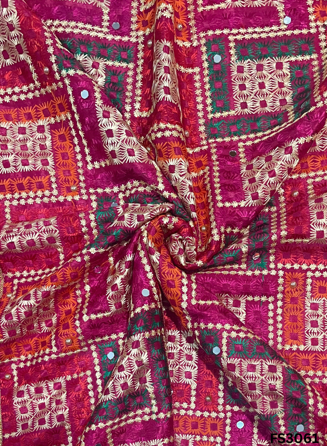 FS3061 | Luxurious Embroidered  Phulkari - 2.5 Meters of Elegance