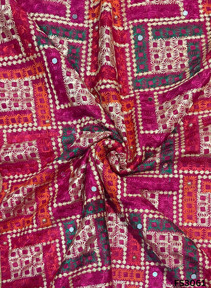 FS3061 | Luxurious Embroidered  Phulkari - 2.5 Meters of Elegance