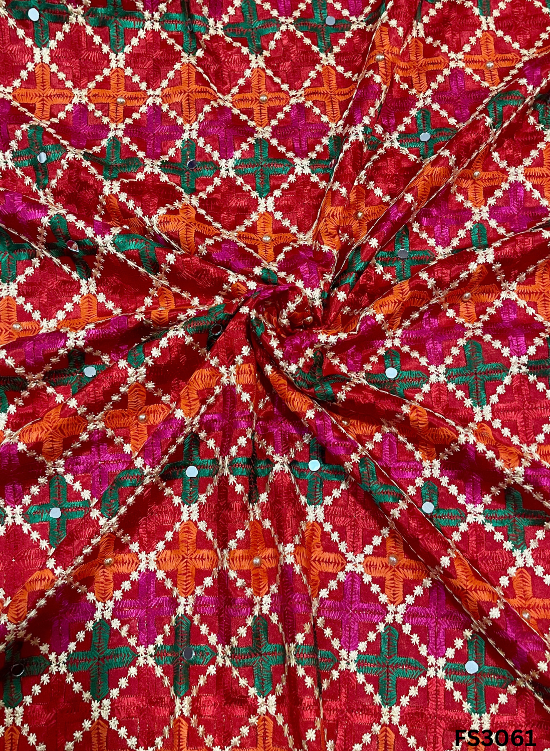 FS3061 | Luxurious Embroidered  Phulkari - 2.5 Meters of Elegance
