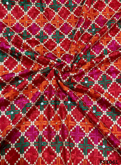 FS3061 | Luxurious Embroidered  Phulkari - 2.5 Meters of Elegance
