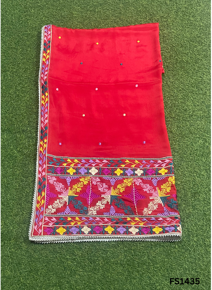 FS1435 | Luxurious Embroidered Pure Kamal Chinon Phulkari - 2.5 Meters of Elegance