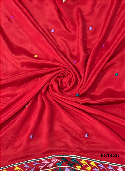 FS1435 | Luxurious Embroidered Pure Kamal Chinon Phulkari - 2.5 Meters of Elegance