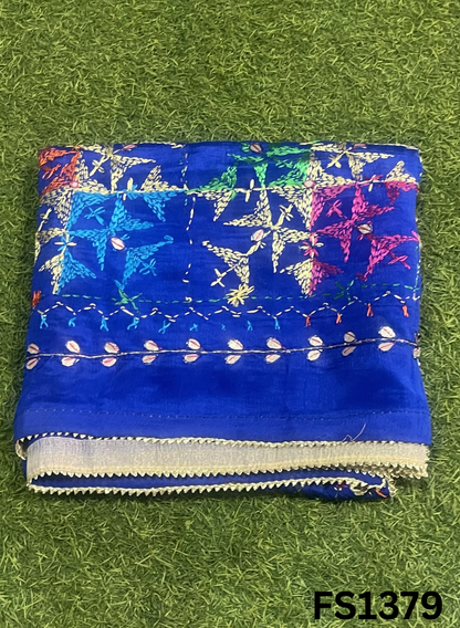 FS1379 | Orange  | Luxurious|  Embroidered |  Phulkari | 2.5 Meter of Elegance